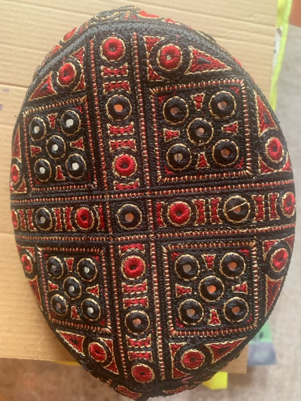 Embroidered Beaded Oval Decorative Hat Top